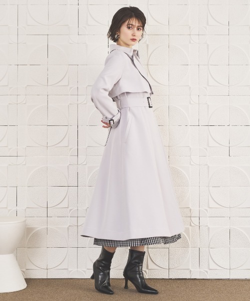 新品タグ付き アンドクチュール 配色ステッチトレンチコート 定価21,780円 AND COUTURE（アンドクチュール） トレンチコート コート ミニマル