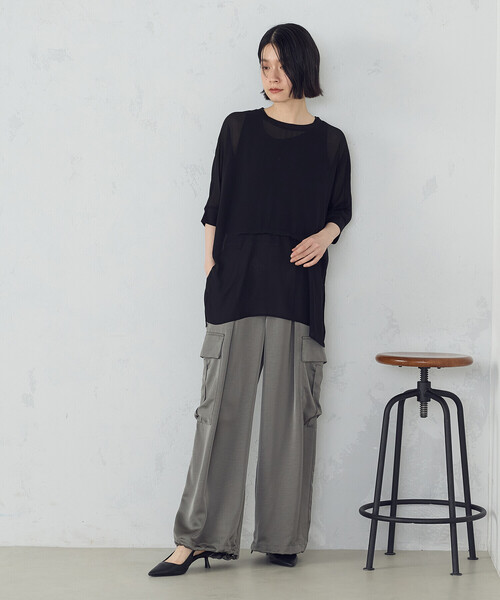 【crewre】マットサテンカーゴパンツ black size3 crewre online shop / マットサテンカーゴパンツ