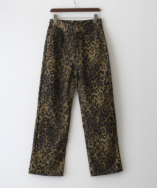 SpRay（スプレイ） パンツ ヒョウ柄ストレートパンツ レディース