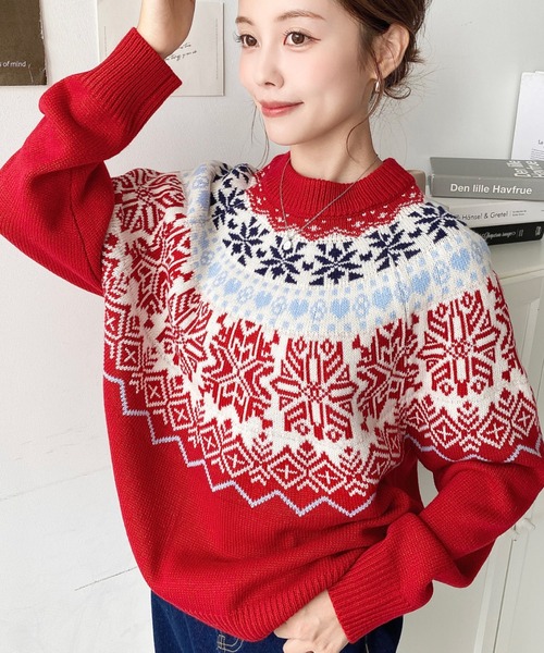 美品93500円2024aw kolorモールノルディックニットセーター moment+ ニット セーター スノーノルディック柄求心Wジャガードニット