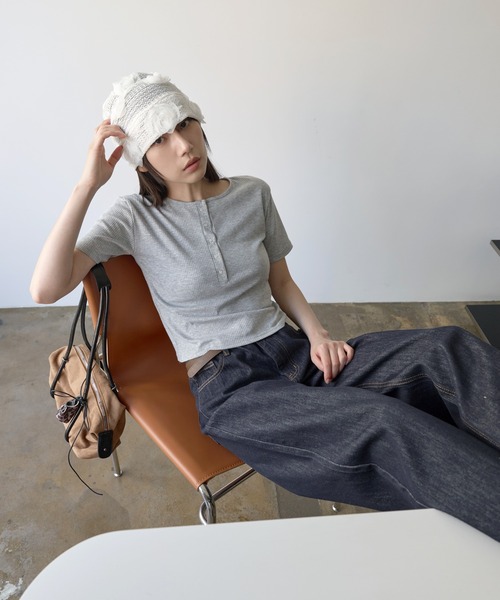 UNE MANSION tシャツ 「UNE ORIGINAL」 ヘンリーネックシルバー
