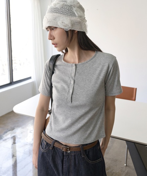 UNE MANSION tシャツ 「UNE ORIGINAL」 ヘンリーネックシルバー