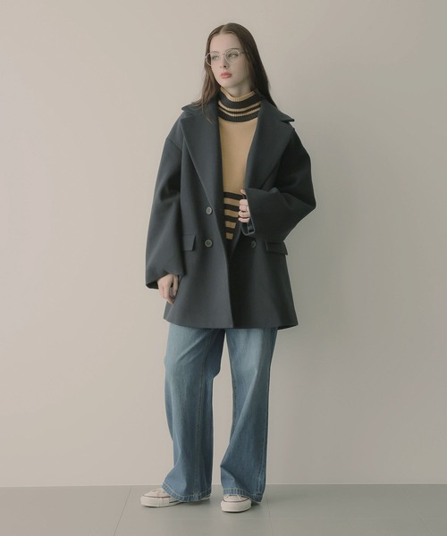 「saloon」 ピーコート M カーキ レディース_画像7