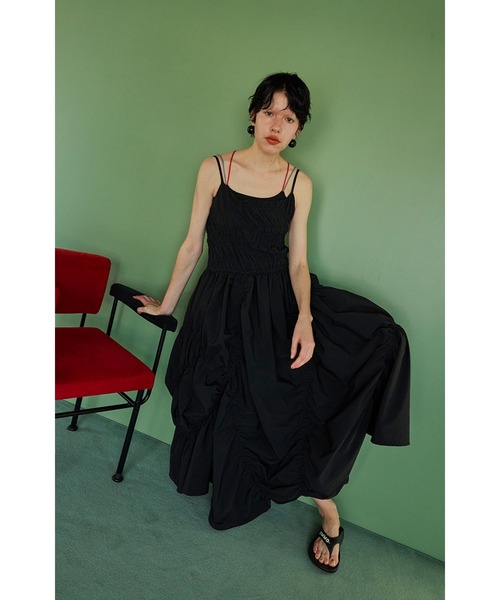 OMMO（オーエムエムオー） ワンピース IRREGULAR SHIRRING CAMI OP