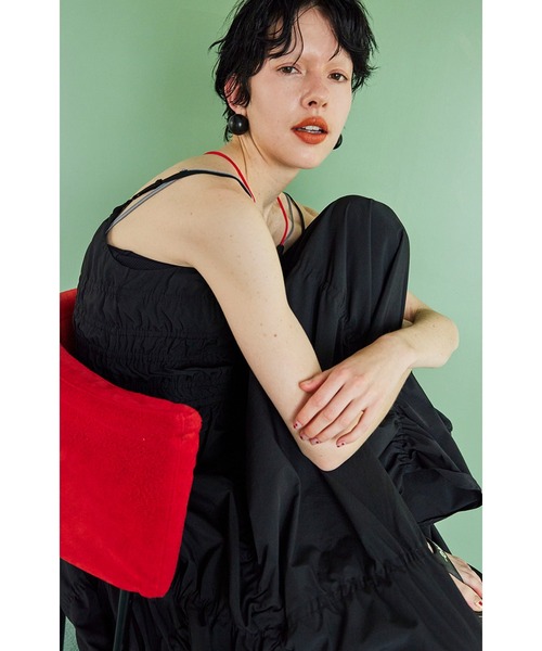 OMMO IRREGULAR SHIRRING CAMI OP ブラック38 v_09.jpg