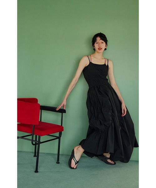 OMMO（オーエムエムオー） ワンピース IRREGULAR SHIRRING CAMI OP