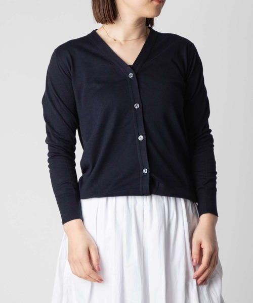 カーディガン JOHN SMEDLEY YASMIN ジョンスメドレー Ｖネック長袖コットンニット  カーディガン レディース