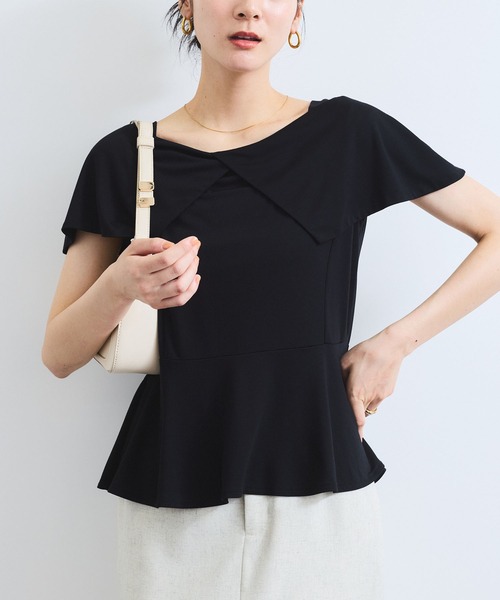 VIS（ビス） tシャツ 「WEB限定」ビッグカラーペプラムカットソー
