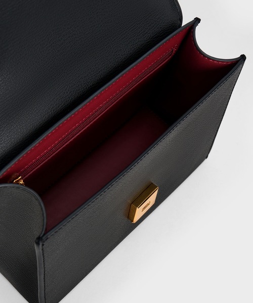 CHARLES & KEITH ブラックショルダーバッグ CHARLES & KEITH トップジップ ショルダーバッグ （Black