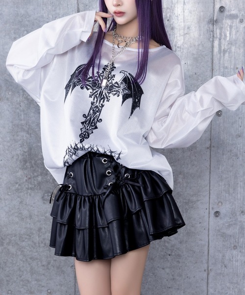 Moitieコウモリ襟ブラウス黒 metamorphose / コウモリ付け襟シャーリングブラウス 1 黒 I-25
