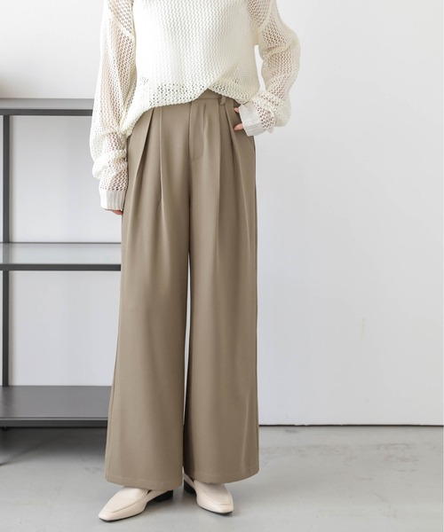 Lajour セットアップ 「日本製」ジレ×ワイドパンツセットアップ