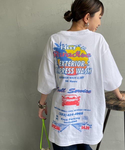 tシャツ 「HUF/ハフ」 FULL SERVICE バックプリント ショートスリーブTシャツ レディース メンズ