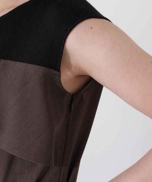 LANVIN SPORT 異素材ドッキングニットノースリーブワンピース グレー LANVIN SPORT 異素材ドッキングニットノースリーブワンピース
