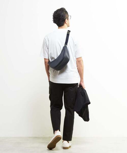 メンズメルローズ（MEN’S MELROSE）/シュリンクフェイクレザー/ラウンドショルダーバッグ MEN'S MELROSE ショルダーバッグ シュリンクフェイクレザー/ラウンド