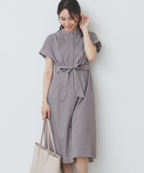 index ワンピース 「XS-LLサイズ」マルチストライプシャツ
