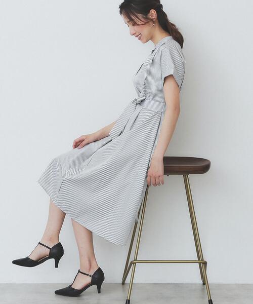 index ワンピース 「XS-LLサイズ」マルチストライプシャツ