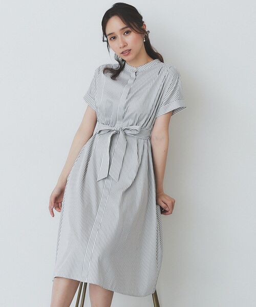 index ワンピース 「XS-LLサイズ」マルチストライプシャツ
