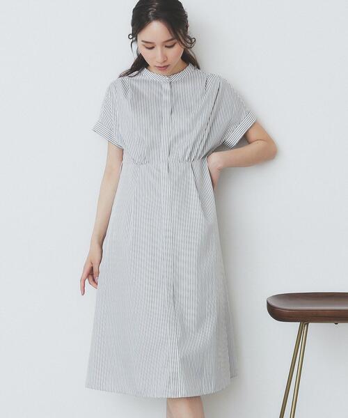 index ワンピース 「XS-LLサイズ」マルチストライプシャツ