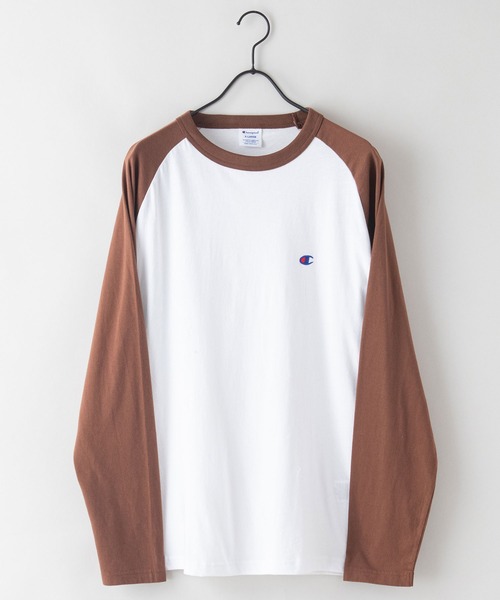 「Champion」 長袖Tシャツ LARGE ブラウン メンズ