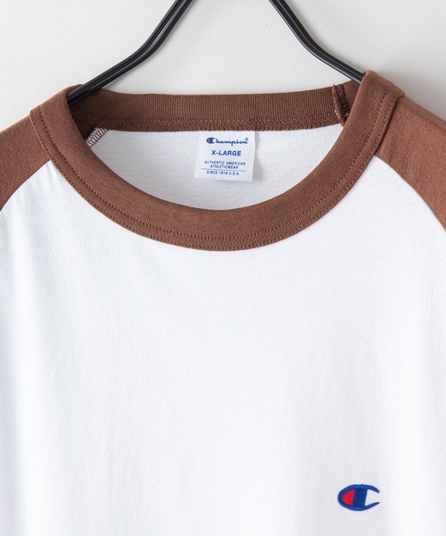 「Champion」 長袖Tシャツ LARGE ブラウン メンズ