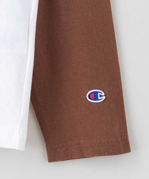 「Champion」 長袖Tシャツ LARGE ブラウン メンズ