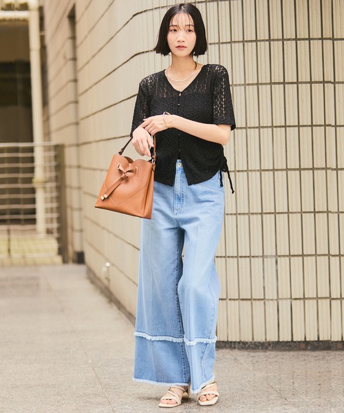 専用⭐︎courreges スリーピース カーディガン 半袖 スカート レース VIS(ビス) / 【WEB/一部店舗限定】裾サイドドロストレースカーディガン