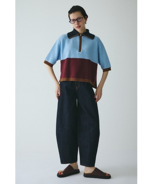 美品 HeRIN.CYE バイカラー タートルネック ニット セーター HeRIN.CYE ニット セーター Bi color zip knit pullover バイ
