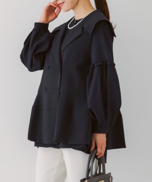 ベスト ジレ ご自宅でお洗濯可能/日本製/防シワ/ポケット付「SONO/ソーノ」ビーグルカラーチュニックジレ(ベスト) レディースの画像