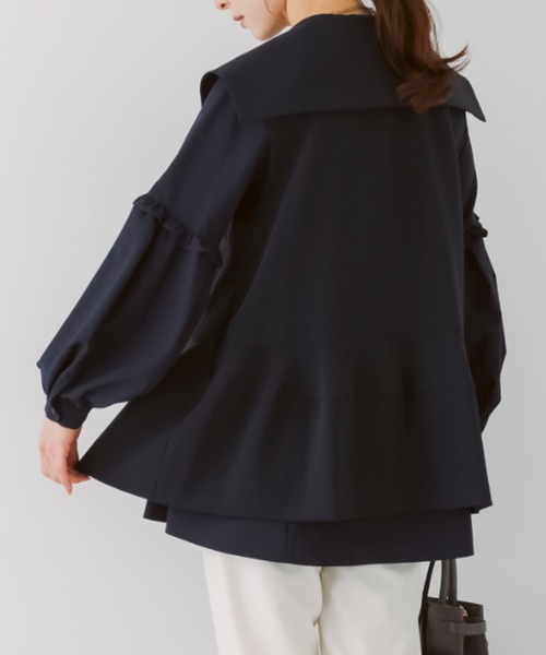 ベスト ジレ ご自宅でお洗濯可能/日本製/防シワ/ポケット付「SONO/ソーノ」ビーグルカラーチュニックジレ(ベスト) レディースの画像