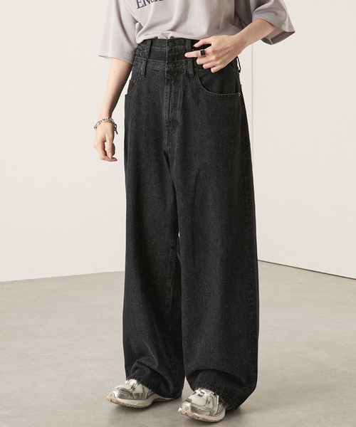 「Alfred Alex」 デニムパンツ L ブラック メンズ