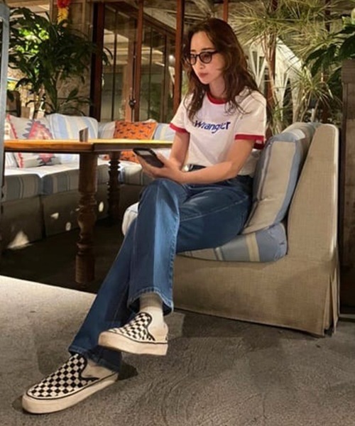[RODEO CROWNS WIDE BOWL] Denim брюки [Wrangler сотрудничество ] MEDIUM свет Pink Lady -s