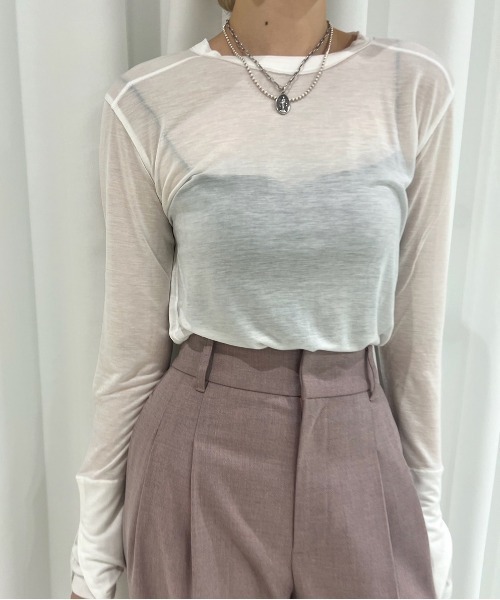 Ameri（アメリ） tシャツ 「ZOZOTOWN限定」TURN OVER DETAIL TOP