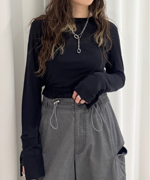 Ameri（アメリ） tシャツ 「ZOZOTOWN限定」TURN OVER DETAIL TOP