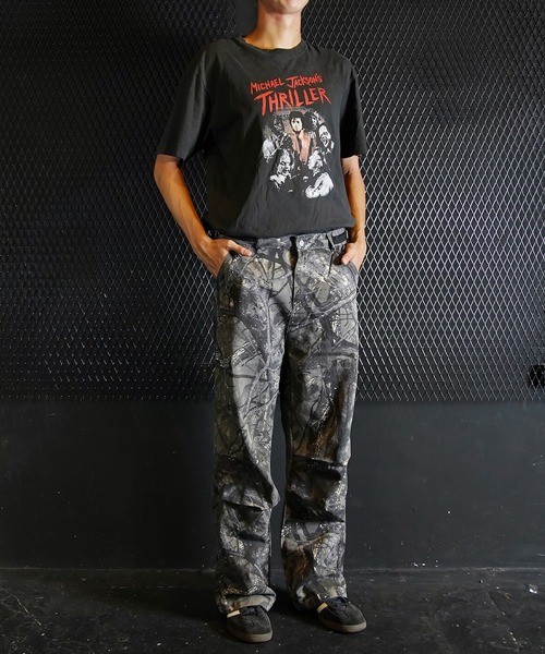 未使用00s極太 dickies W34 迷彩バギーワークパンツ Y2K