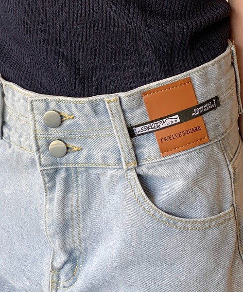 「SHEPP」 加工デニムパンツ L サックスブルー レディース
