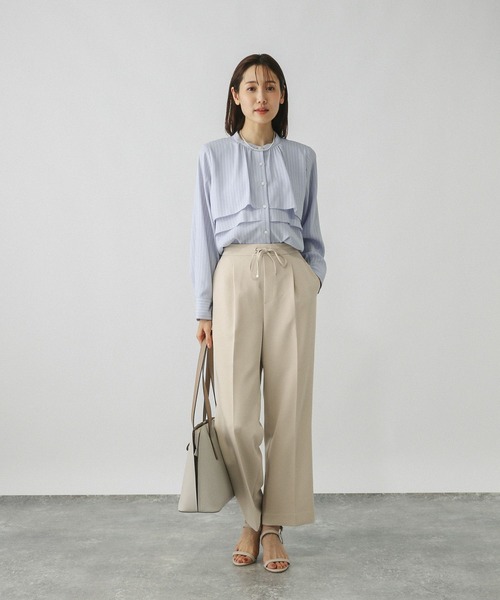 スラックス パンツ ウツクシルエットイージーWクロスストレートパンツ/495820 レディース | GLOBAL WORK | 16