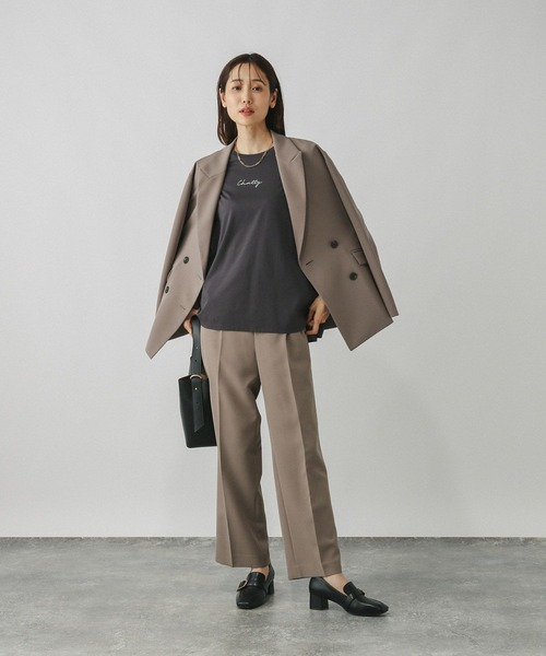 スラックス パンツ ウツクシルエットイージーWクロスストレートパンツ/495820 レディース | GLOBAL WORK | 12