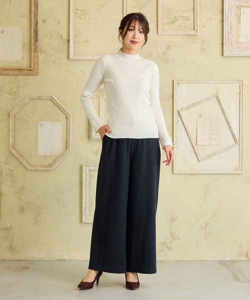 ローズティアラ（Rose Tiara）/ツイード調ワイドパンツ Rose Tiara（ローズティアラ） パンツ ツイード調ワイドパンツ