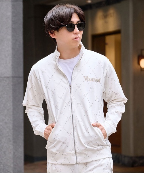 【新品未使用】ヴィオラルモーレ　総柄セットアップ　VIOLA rumore 白 VIOLA ジャージ 「VIOLA rumore/ヴィオラ ルモーレ」総柄フルZIP JKT