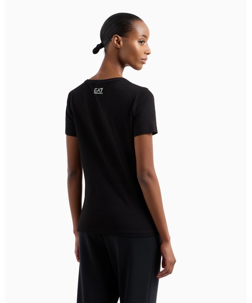 「EMPORIO ARMANI EA7」 半袖Tシャツ X-LARGE ブラック レディース_画像2