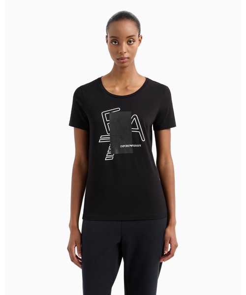 「EMPORIO ARMANI EA7」 半袖Tシャツ X-LARGE ブラック レディース_画像8