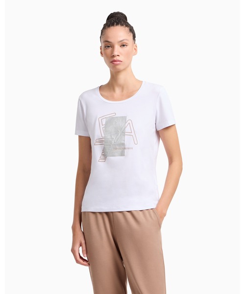 「EMPORIO ARMANI EA7」 半袖Tシャツ X-LARGE ブラック レディース_画像9