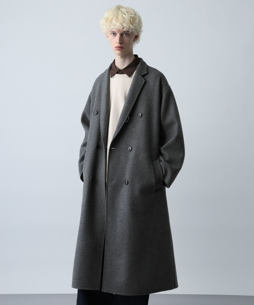 HARE ダブルブレスト チェスターコート Lサイズ グレー HARE（ハレ） チェスターコート コート プレミアムウールダブルリバー