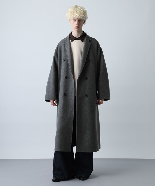 HARE ウール ダブルブレスト コート 黒とグレー HARE ウール ダブルブレスト コート 黒とグレー