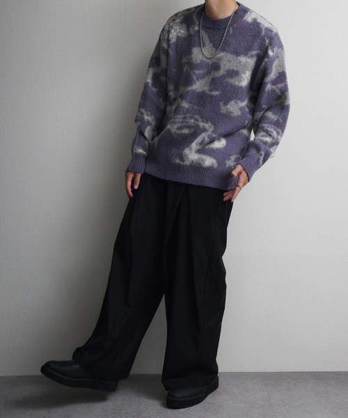 Nilway（ニルウェイ） セーター ニット Wジャガードスモーク柄ニット