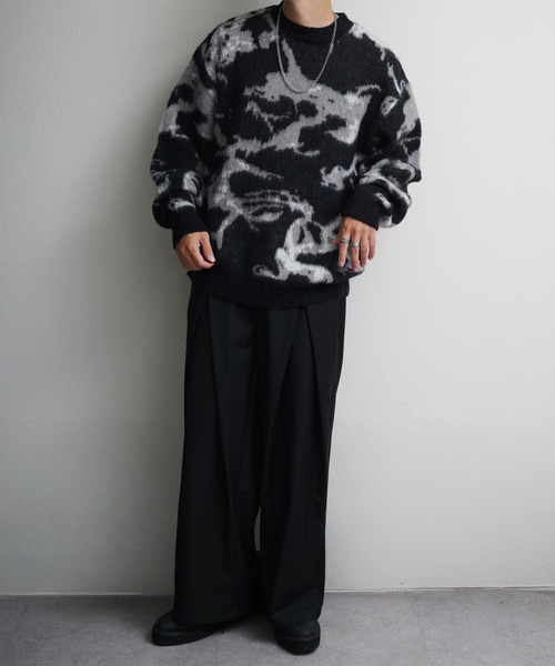 Nilway（ニルウェイ） セーター ニット Wジャガードスモーク柄ニット