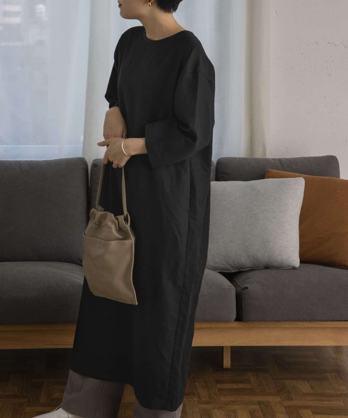 「FORK&SPOON」 半袖ワンピース ONE ブラック レディース_画像9