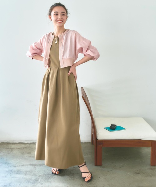 「titivate」 ノースリーブワンピース M ライトベージュ レディース_画像9