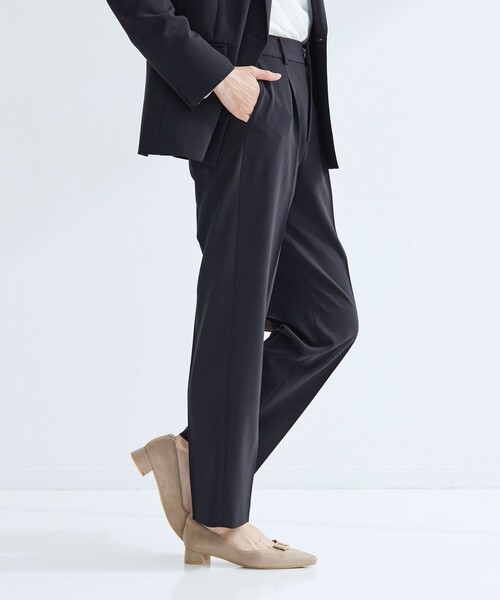スラックス パンツ 「size SHORT/TALLあり」パウドレ テーパード パンツ ウォッシャブル ストレッチ レディースの画像