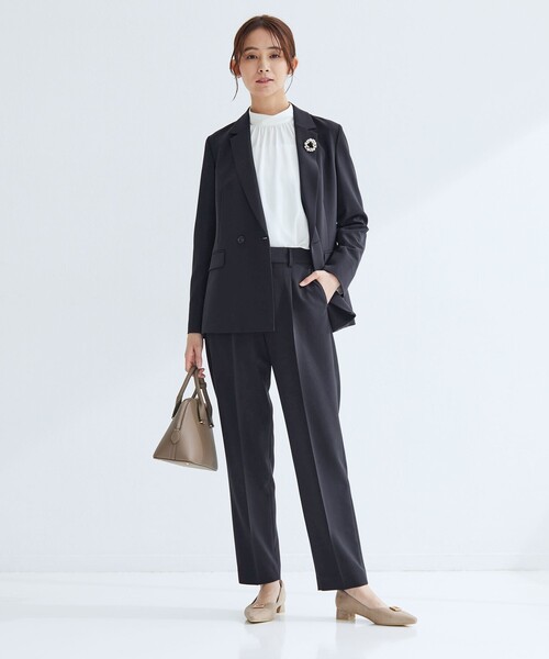 スラックス パンツ 「size SHORT/TALLあり」パウドレ テーパード パンツ ウォッシャブル ストレッチ レディースの画像